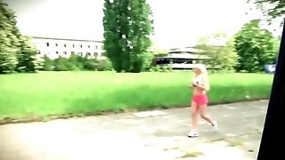 German Pickup Artist Lures Blonde Into The Minivan And Fucks Her