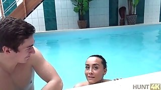 Private Poolside Orgy With A Stunning Dark Haired Nubile